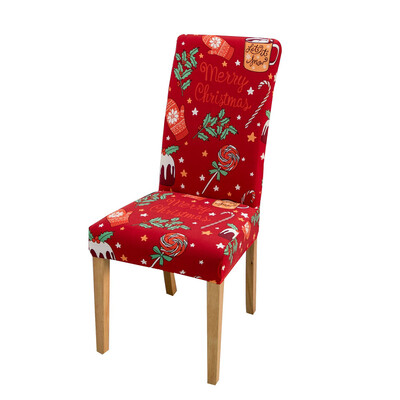 Karácsonyi elasztikus székhuzat étkezőbe Piros Mikulás Xmas Konyha Hotel Otthon Dekoratív cipzárak Szék ülőhuzatok