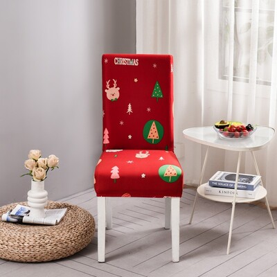 Karácsonyi elasztikus székhuzat étkezőbe Piros Mikulás Xmas Konyha Hotel Otthon Dekoratív cipzárak Szék ülőhuzatok