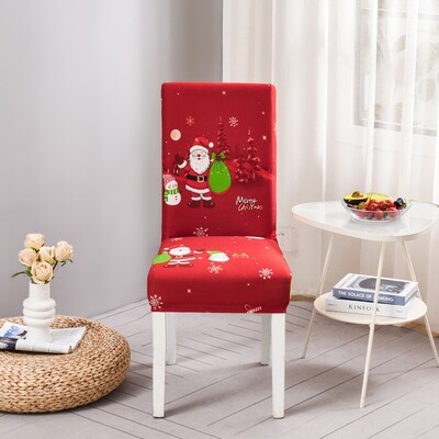 Karácsonyi elasztikus székhuzat étkezőbe Piros Mikulás Xmas Konyha Hotel Otthon Dekoratív cipzárak Szék ülőhuzatok
