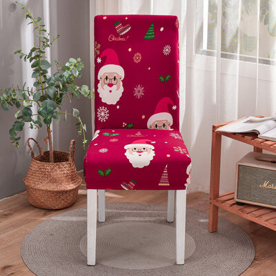 Karácsonyi elasztikus székhuzat étkezőbe Piros Mikulás Xmas Konyha Hotel Otthon Dekoratív cipzárak Szék ülőhuzatok