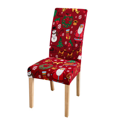Karácsonyi elasztikus székhuzat étkezőbe Piros Mikulás Xmas Konyha Hotel Otthon Dekoratív cipzárak Szék ülőhuzatok