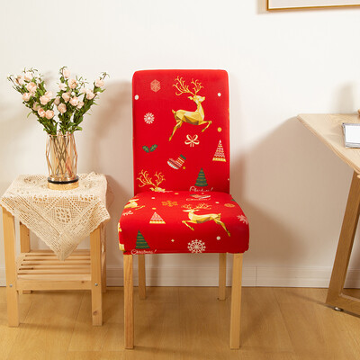Karácsonyi elasztikus székhuzat étkezőbe Piros Mikulás Xmas Konyha Hotel Otthon Dekoratív cipzárak Szék ülőhuzatok