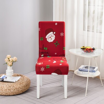 Karácsonyi elasztikus székhuzat étkezőbe Piros Mikulás Xmas Konyha Hotel Otthon Dekoratív cipzárak Szék ülőhuzatok