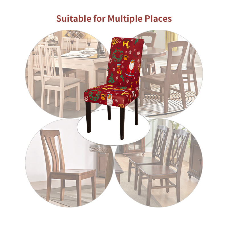 Karácsonyi elasztikus székhuzat étkezőbe Piros Mikulás Xmas Konyha Hotel Otthon Dekoratív cipzárak Szék ülőhuzatok