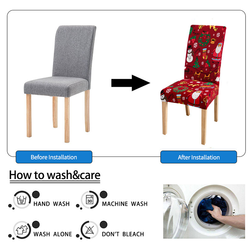 Karácsonyi elasztikus székhuzat étkezőbe Piros Mikulás Xmas Konyha Hotel Otthon Dekoratív cipzárak Szék ülőhuzatok