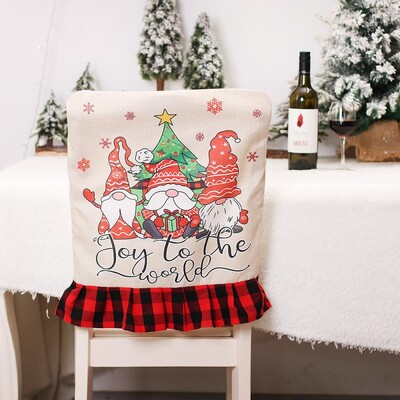 Karácsonyi Székhuzat 3D Rajzfilm Otthoni Asztal Vacsora Szék Üléshuzat Dekoráció Karácsonyi parti újévi lakberendezés