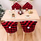 Grotelių kalėdinis kėdės užvalkalas Stretch Soft Xmas vakarienės kėdės sėdynės užvalkalas Nuimamas Kalėdų stalo dekoras Naujųjų metų reikmenys