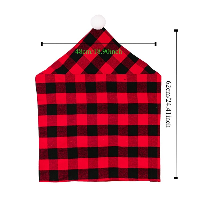 Husă pentru scaun de Crăciun cu zăbrele, extensibilă, moale, pentru cina de Crăciun, pentru scaun, detașabilă, pentru decorarea mesei de Crăciun, Rechizite de Anul Nou