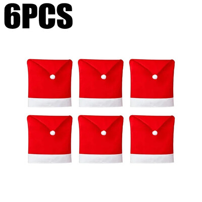 10/1 bucăți husă pentru scaun pentru pălărie de Moș Crăciun, roșu, nețesut, pentru fața de masă de Crăciun, pentru scaun, pentru decorare, pentru casă, protectie pentru scaune, accesorii pentru petreceri de Crăciun