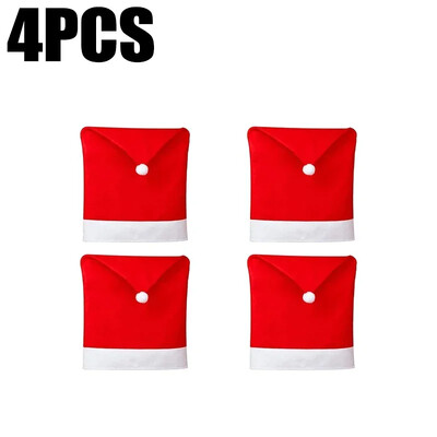 10/1 bucăți husă pentru scaun pentru pălărie de Moș Crăciun, roșu, nețesut, pentru fața de masă de Crăciun, pentru scaun, pentru decorare, pentru casă, protectie pentru scaune, accesorii pentru petreceri de Crăciun
