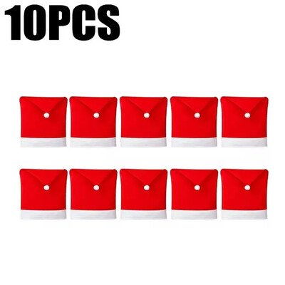 10/1 bucăți husă pentru scaun pentru pălărie de Moș Crăciun, roșu, nețesut, pentru fața de masă de Crăciun, pentru scaun, pentru decorare, pentru casă, protectie pentru scaune, accesorii pentru petreceri de Crăciun