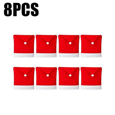 10/1 bucăți husă pentru scaun pentru pălărie de Moș Crăciun, roșu, nețesut, pentru fața de masă de Crăciun, pentru scaun, pentru decorare, pentru casă, protectie pentru scaune, accesorii pentru petreceri de Crăciun