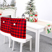 Karácsonyi székhuzatok Kockás támlás székhuzatok otthoni konyhai ünnepi bulihoz, karácsonyi dekorációhoz