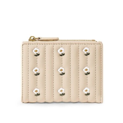 PU bőr rövid pénztárca új mini cipzáras pénzes táska egyszínű virágos kártyatartók lány