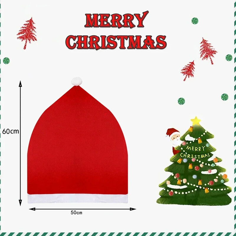 2/4/6 db karácsonyi székhuzatok, piros Mikulás sapka védőhuzat Karácsonyi szék háttámlák karácsonyi ebédlő dekorációhoz