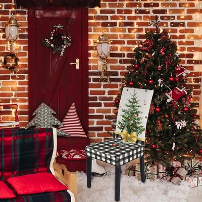 Karácsonyi székhuzatok ebédlőbe Mosható székvédő Karácsonyi étkező üléshuzatok Stretch kivehető szék