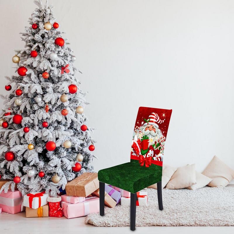 Karácsonyi székhuzatok ebédlőbe Mosható székvédő Karácsonyi étkező üléshuzatok Stretch kivehető szék
