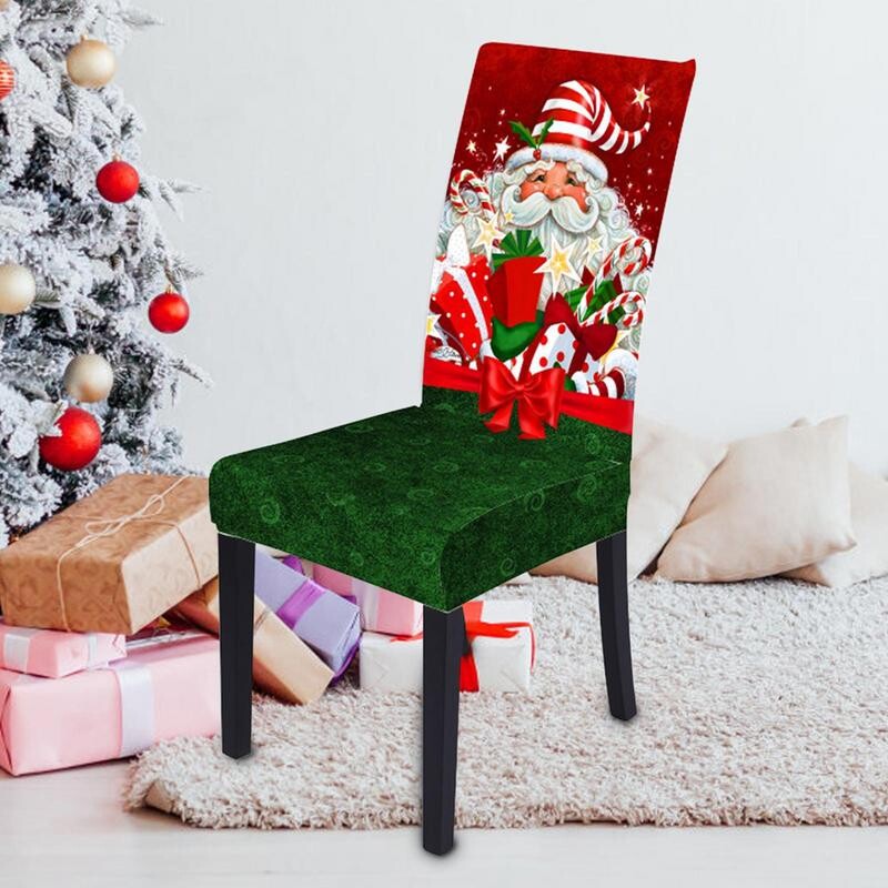 Karácsonyi székhuzatok ebédlőbe Mosható székvédő Karácsonyi étkező üléshuzatok Stretch kivehető szék