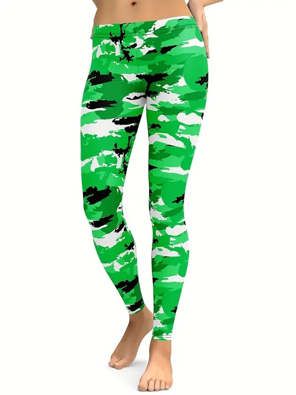 Camo print stretch Patogūs laisvalaikio ploni treniruočių antblauzdžiai moterims su klubų pakėlimu