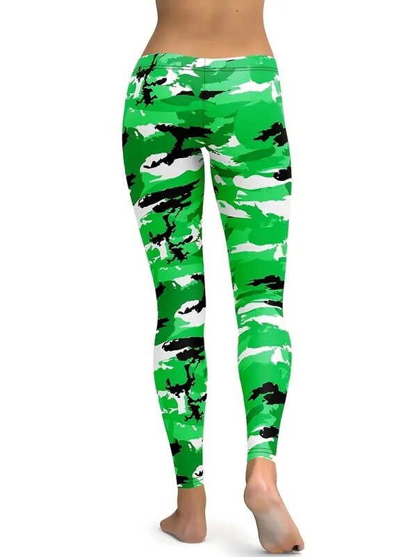 Camo print stretch Patogūs laisvalaikio ploni treniruočių antblauzdžiai moterims su klubų pakėlimu