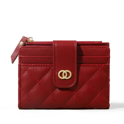 Portofele pentru femei, din piele PU, pentru femei, mini suport pentru carduri multiple, portofele scurte, subțire, mic, fermoar, carteras pentru femei