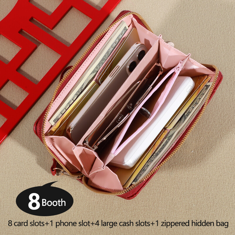 2024 Νέο πορτοφόλι Γυναικεία τσάντα για κάρτες με φερμουάρ Κεντημένη τσάντα κινητού τηλεφώνου