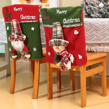 46x54cm Creative Xmas Slipcovers Τρισδιάστατο κάλυμμα καρέκλας Άγιου Βασίλη/Χιονάνθρωπου/Elk 2025 Πρωτοχρονιάτικο Διακόσμηση Κουζίνας Κάλυμμα πλάτης καρέκλας τραπεζαρίας