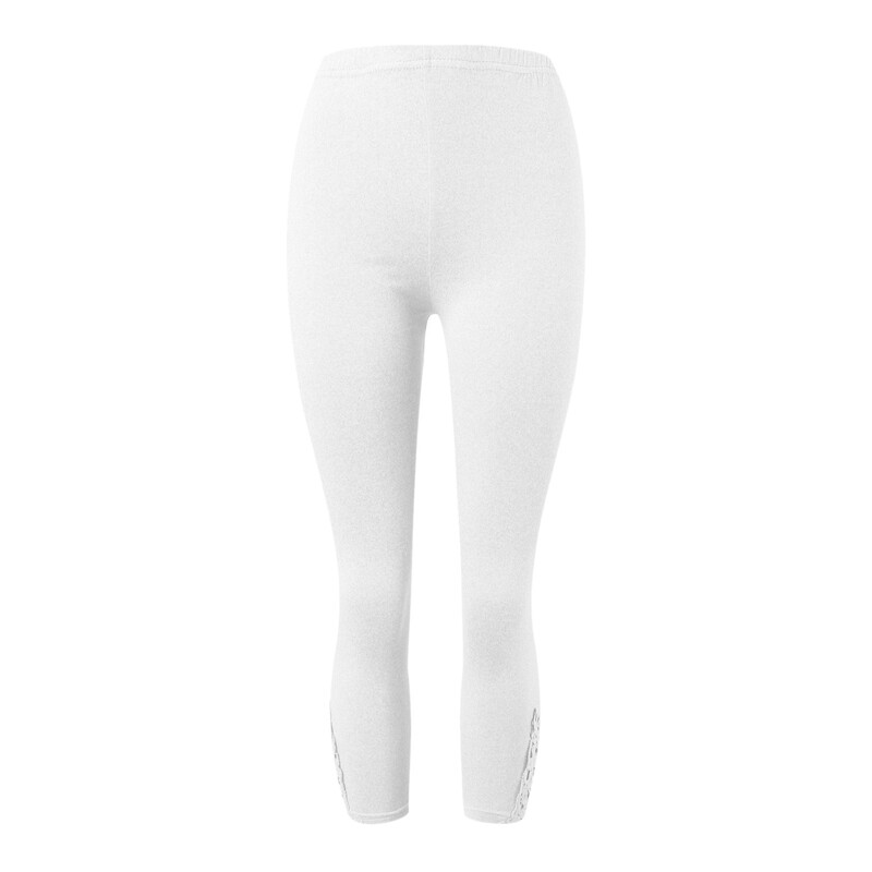 Pavasario vasara Capris moteriški nėriniuoti antblauzdžiai aukštu juosmeniu Slim Fit tamprios ilgos kelnės Universalios moteriškos paplūdimio aprangos antblauzdžiai