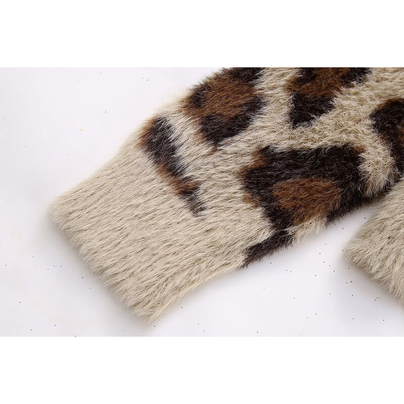 Aoaiiys kötőkardigán női pulóverek Leopárd egysoros O-nyakú hosszú ujjú őszi téli meleg új divatos kardigánok