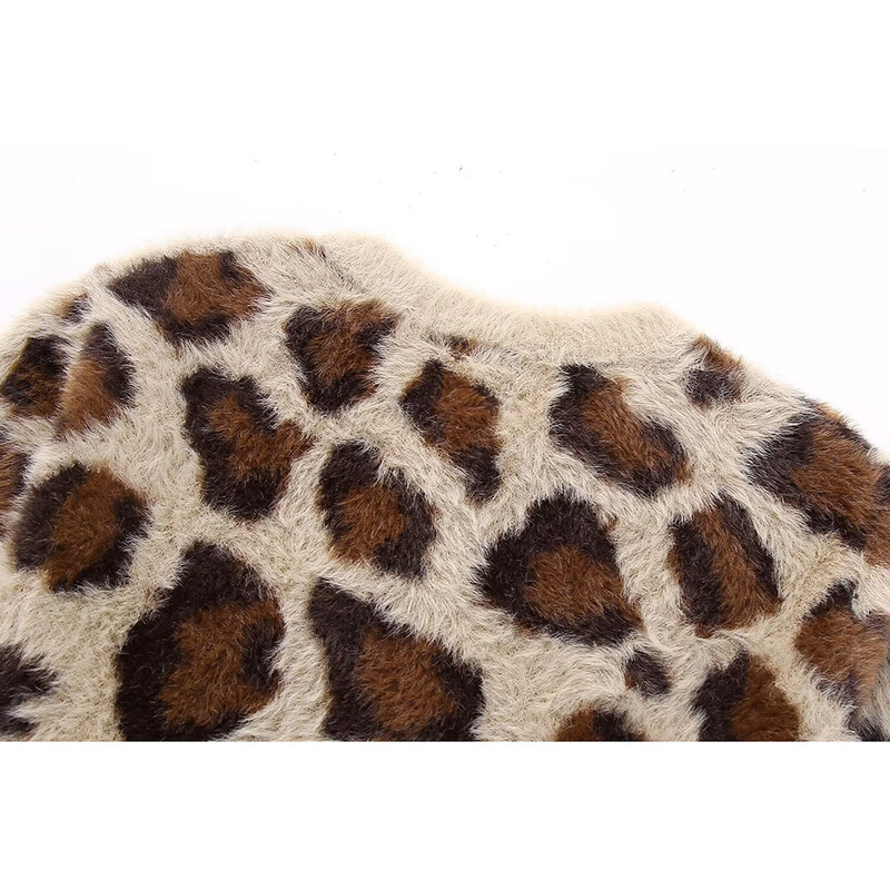 Aoaiiys kötőkardigán női pulóverek Leopárd egysoros O-nyakú hosszú ujjú őszi téli meleg új divatos kardigánok