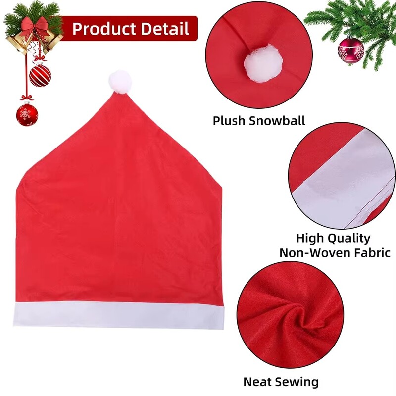 2-12 db karácsonyi székhuzatok, piros Mikulás sapka alakú, nem szőtt üléshuzat otthoni partihoz étkező dekor kellékek újévi karácsonyi ajándék