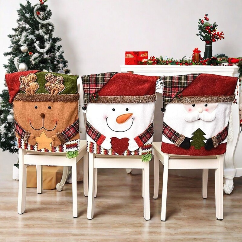 Božićni ukrasi Set navlaka za stolice Stolice Nova božićna navlaka za lutke Djed Mraz Snjegović Rođenje Novogodišnji pribor za uređenje doma