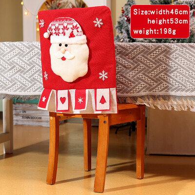 Huse de spate pentru scaune de Crăciun Huse pentru scaune de Moș Crăciun cu modele 3D Husă de spate pentru scaune de in pentru decorațiuni de cină de Crăciun