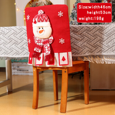Huse de spate pentru scaune de Crăciun Huse pentru scaune de Moș Crăciun cu modele 3D Husă de spate pentru scaune de in pentru decorațiuni de cină de Crăciun