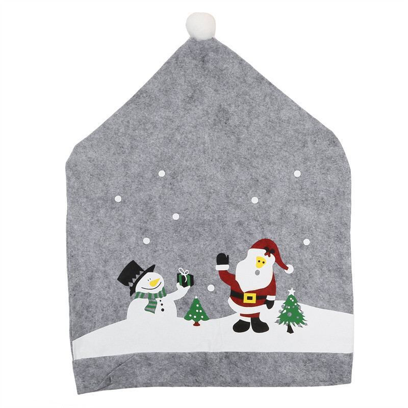 1/2/4db Karácsonyi székhuzatok Karácsonyi étkező szék üléshuzatok nyomtatott hóemberrel Mikulás otthoni konyhába, ünnepi parti dekoráció