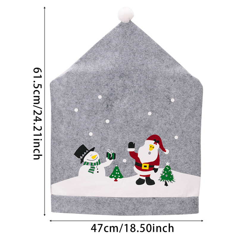 1/2/4db Karácsonyi székhuzatok Karácsonyi étkező szék üléshuzatok nyomtatott hóemberrel Mikulás otthoni konyhába, ünnepi parti dekoráció
