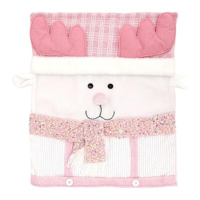 Husă pentru scaun de Crăciun Om de zăpadă Moș Crăciun Husă pentru scaun cu ren Husă pentru scaun cu paiete roz de Crăciun Decor pentru petrecere de bucătărie