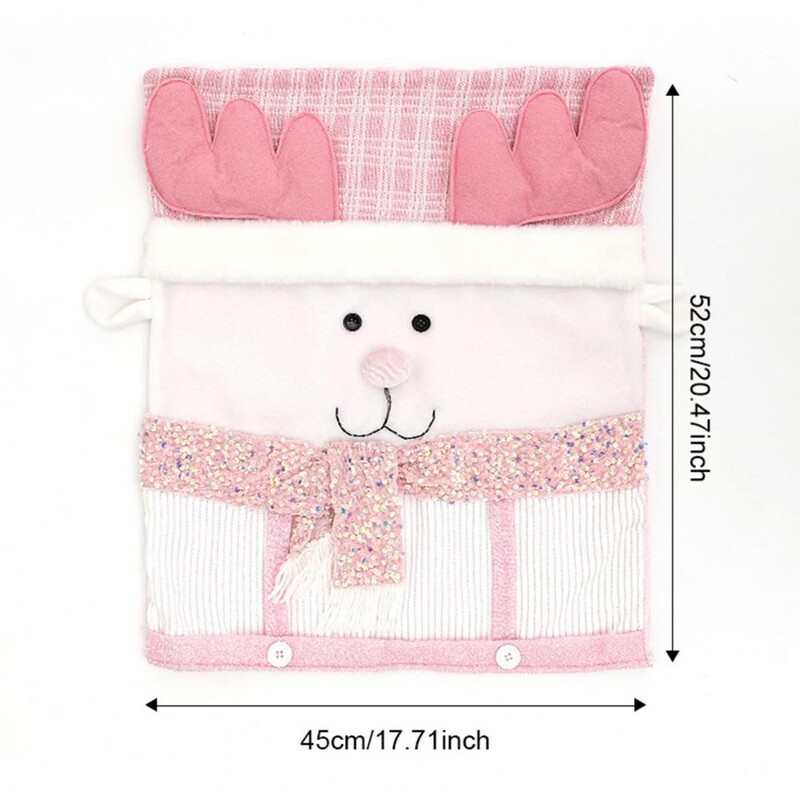 Husă pentru scaun de Crăciun Om de zăpadă Moș Crăciun Husă pentru scaun cu ren Husă pentru scaun cu paiete roz de Crăciun Decor pentru petrecere de bucătărie