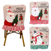 1 gab Ziemassvētku krēsla pārvalks Sniegavīrs Ziemassvētku vecītis Sarkans neausts sēdekļa pārvalks 2025. gada Ziemassvētkiem Jaungada vakariņu ballītei Mājas dekors Ziemassvētki