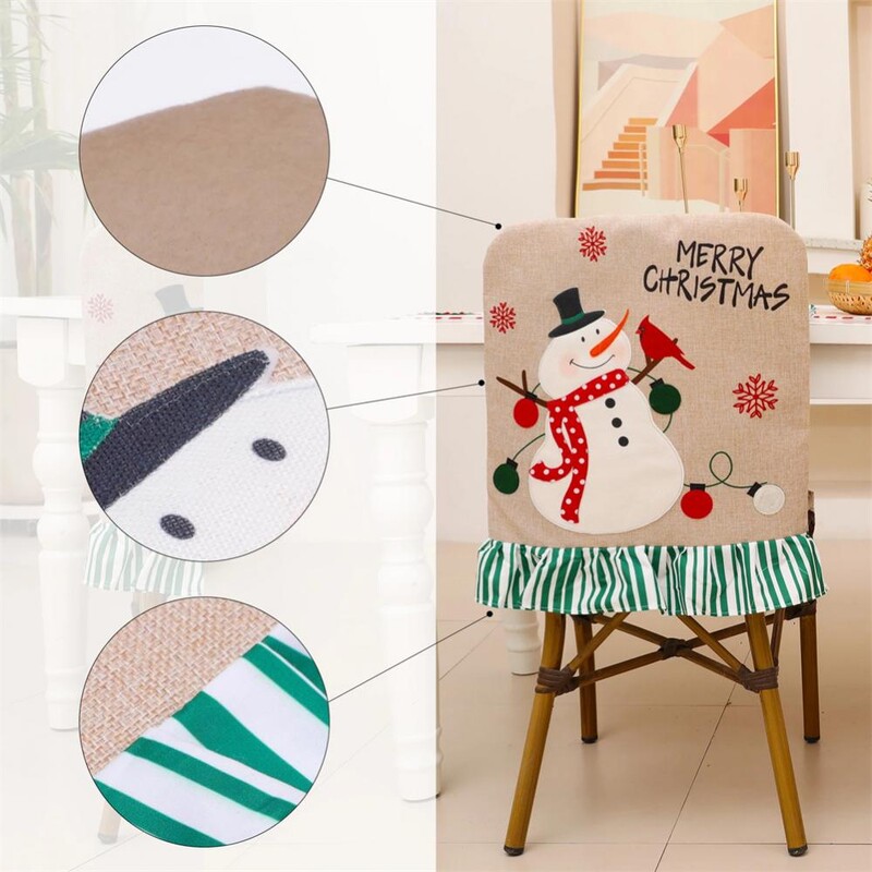 1 gab Ziemassvētku krēsla pārvalks Sniegavīrs Ziemassvētku vecītis Sarkans neausts sēdekļa pārvalks 2025. gada Ziemassvētkiem Jaungada vakariņu ballītei Mājas dekors Ziemassvētki