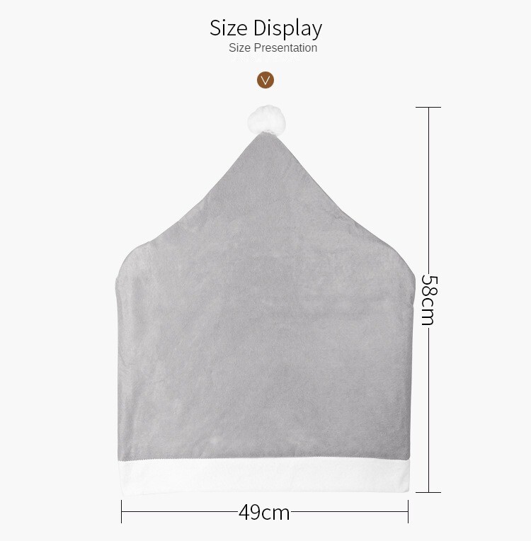 2/4 vnt Kalėdų dekoravimo reikmenys Pilka neaustinio audinio kėdės užvalkalas kėdės užvalkalas Kalėdų kėdės užvalkalas didelė kepurė