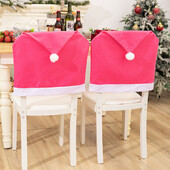 1db Rózsaszín nem szőtt székhuzat karácsonyi otthoni dekoráció újévi székhuzat karácsonyi díszek díszített aranyos szék tok
