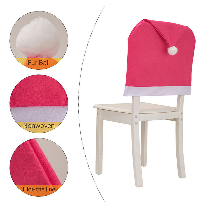 1db Rózsaszín nem szőtt székhuzat karácsonyi otthoni dekoráció újévi székhuzat karácsonyi díszek díszített aranyos szék tok