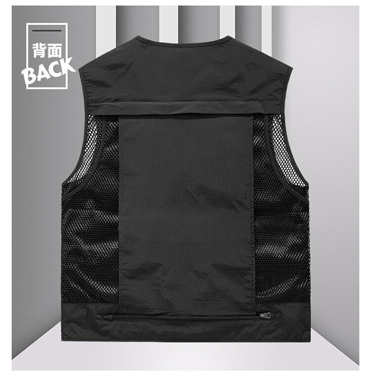 Ujjatlan kabát divatos horgászmellények férfi zsebfotózáshoz Mellény alkalmi tavaszi őszi szabadban katonai fekete 2023