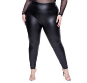Plusz méretű műbőr PU leggings fényes szövet fekete lányok spandex szövet Pleather leggings rugalmas magas derekú Jegging