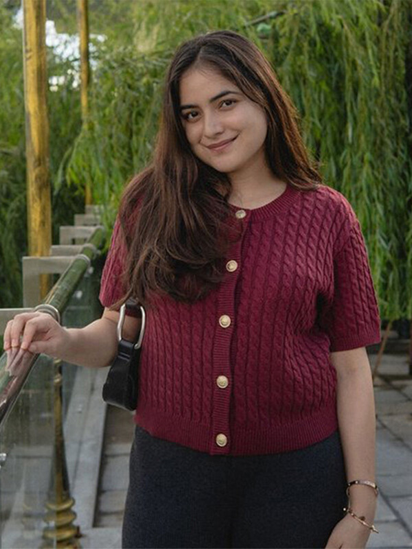 Cardigan tricot casual cu mâneci scurte pentru femei, subțire, cu gât rotund, pulover cu un singur piept, pentru femei, toamna 2024, tricotaje de modă solide pentru damă