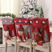 1 vnt Kalėdų kėdės užvalkalas 3D animacinių filmų namų stalas vakarienė kėdė lėlė sėdynės užvalkalas Kalėdų vakarėlio Naujųjų metų namų dekoravimas