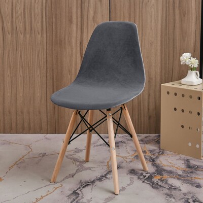 Velvet Shell krēsla pārvalks vienkrāsains, elastīgs ziemeļu apaļais krēslu pārvalks Elastīgs ēdamistabas sēdekļa pārvalks Mājas viesnīcas ballītes bankets 2024