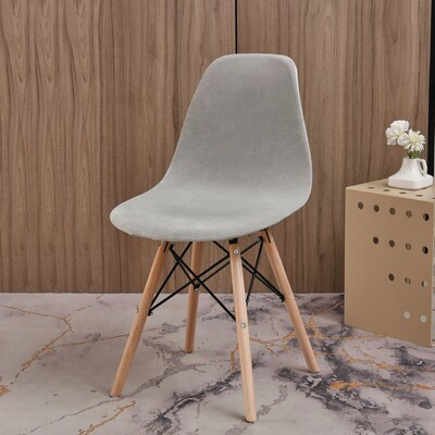 Velvet Shell krēsla pārvalks vienkrāsains, elastīgs ziemeļu apaļais krēslu pārvalks Elastīgs ēdamistabas sēdekļa pārvalks Mājas viesnīcas ballītes bankets 2024