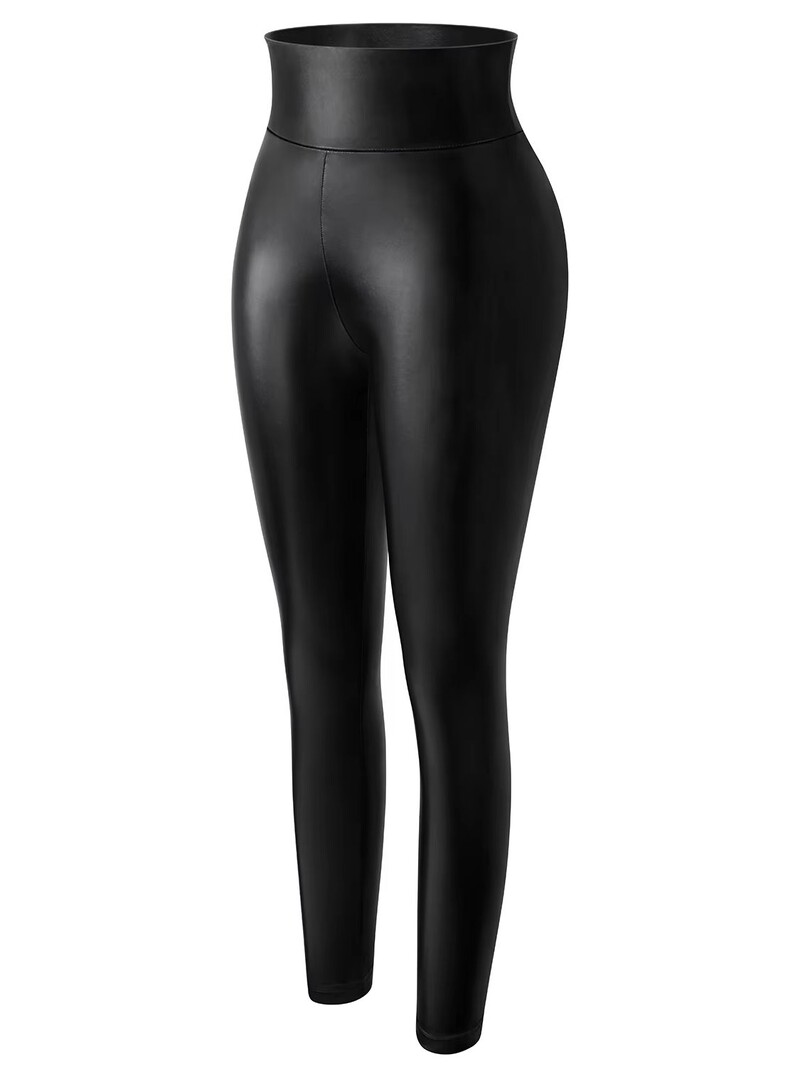 Pu Bőr Női Leggings Magas derekú Ceruzanadrágok Szexi Vékony Fekete Zsebek Nadrágok Műbőr Harisnyák Elasztikus Push Up Leggins
